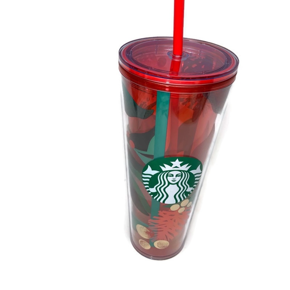 NWT Starbucks Christmas Holiday 2019 Red Pine Cone Holly Venti Cold Cup Tumbler